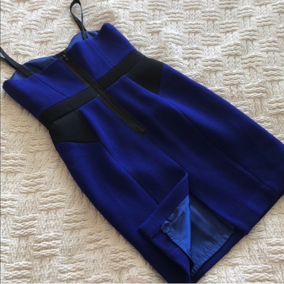 Milly Clarisse Combo Dress Wool Colorblock Cobalt - Picture 8 of 10